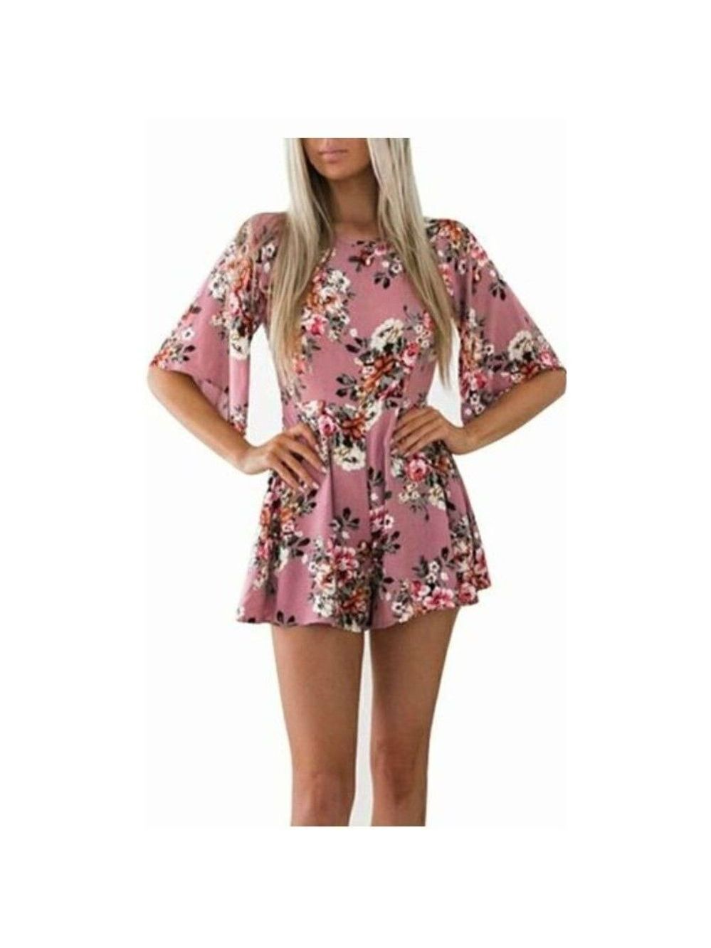 WHITE VALENTINE SUMMER BOHO STYLE WOMEN'S PINK FLORAL ROMPER SIZE 10 NWT